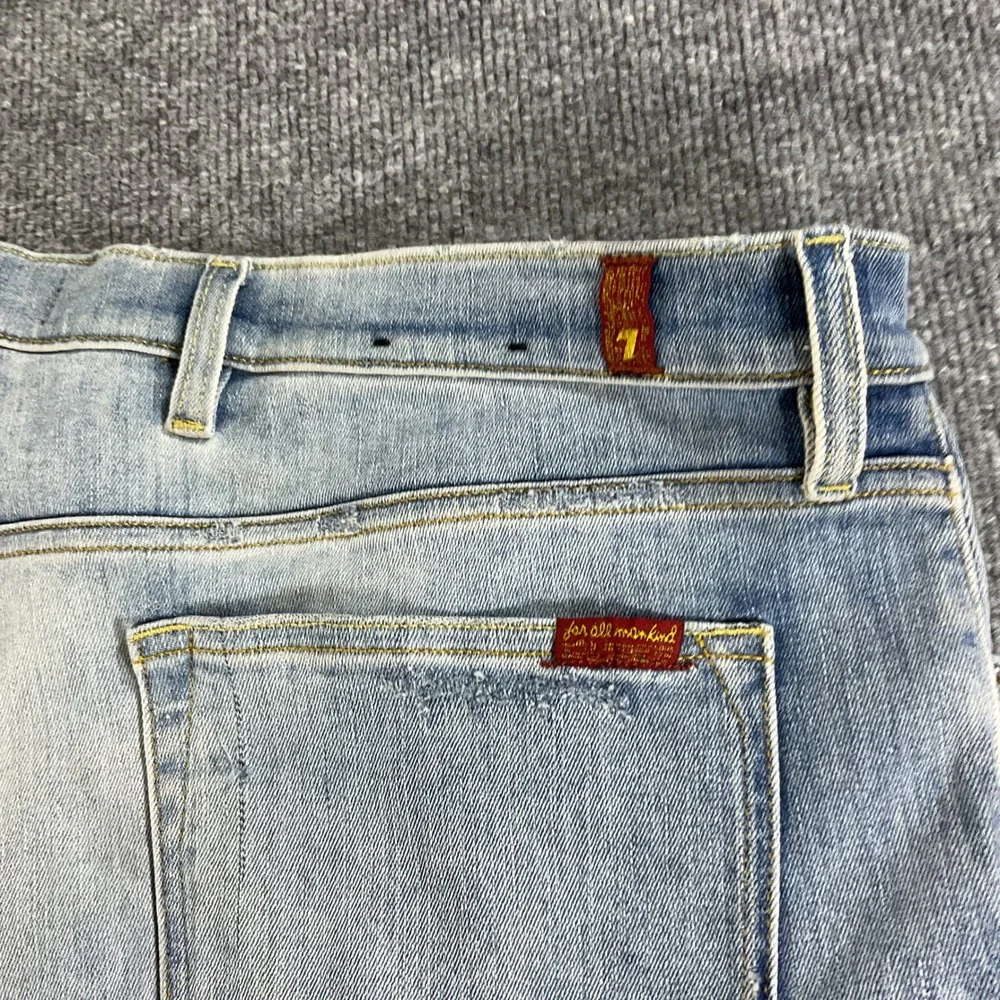 7 For All Mankind Jeans Mens 40x36 Stacked Skinny Distressed Light Wash Denim
